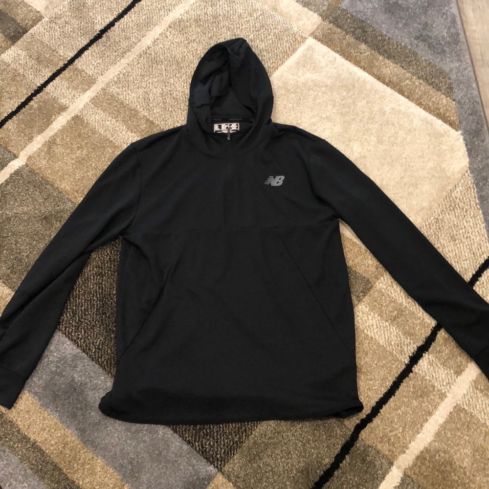 Black New Balance 1/4 zip hooded running jacket